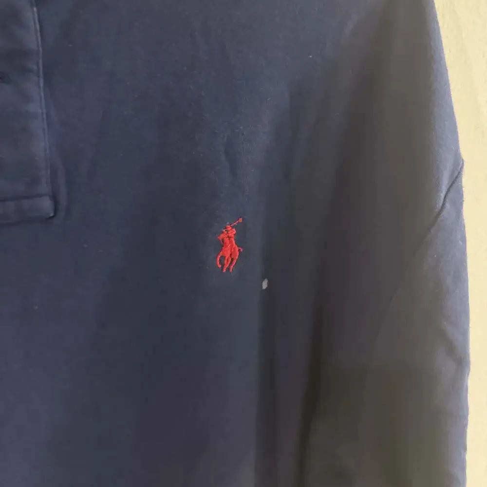 Polo Ralph Lauren Men's Navy Blue Short Sleeve Polo Shirt with Red Pony Logo